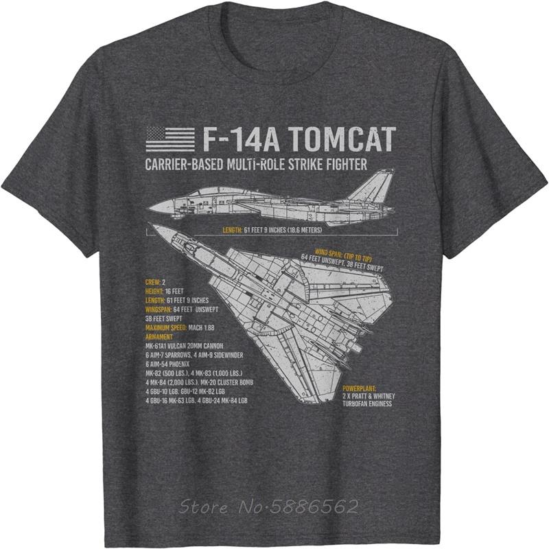 F-14 Tomcat F14 Letadlo Letadlo Schéma Plánu Pánské Tričko Nadměrné Unisex Tričko Bavlna Fitness Tričko Grafická Trička