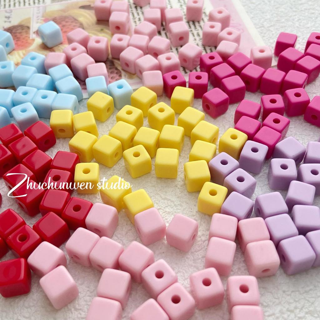 Solid Color Square Acrylic Beads: DIY Jewelry, Phone Chains, Hair Clips & Earrings Accessories