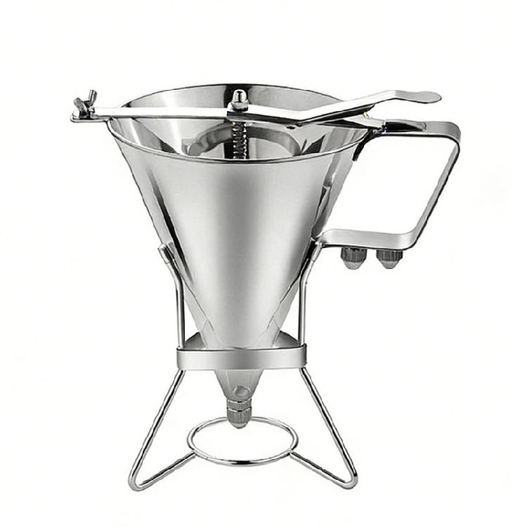 Stainless Steel Confectionery Funnel Dispenser with Precisions Nozzles for Chocolate,Sauces,Batter,and Pastry Work