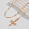 Y2K Fashion Boho Geometric Colored Crystal Chain Necklace For Women Female Vintage Gold Color Metal Cross Pendant Zircon Gift
