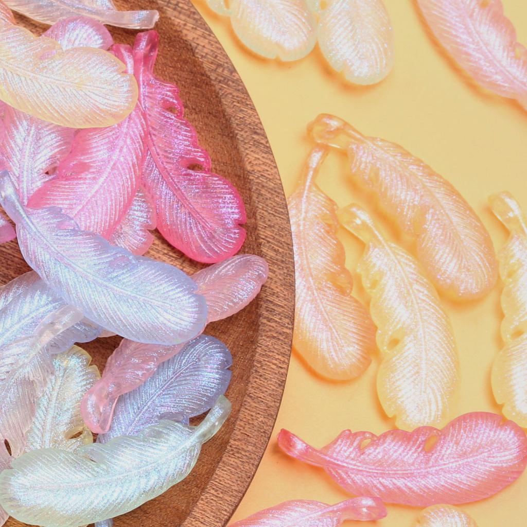 500g/bag Materials Accessories Luminous Creative Beads Necklace Earrings Light Colored Series Feather Pendant Translucent Jewelry Making DIY Handmade