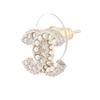 CHANEL double C rhinestone gold pearl earrings for women