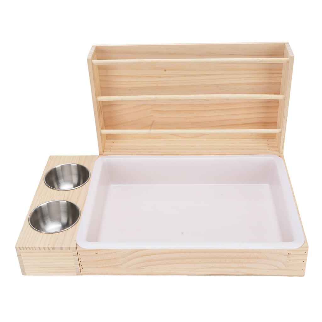 3 In 1 Rabbit Hay Feeder with Litter Box and 2 Bowls Animals Hay Manger Grass Food Rack for Guinea Pig