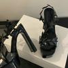 Fashion High Heels 2025 New Style Sexy Socialite Catwalk Leaf And Toe Exposed Woman Thick-Heeled Waterproof Platform Fashion Sandals