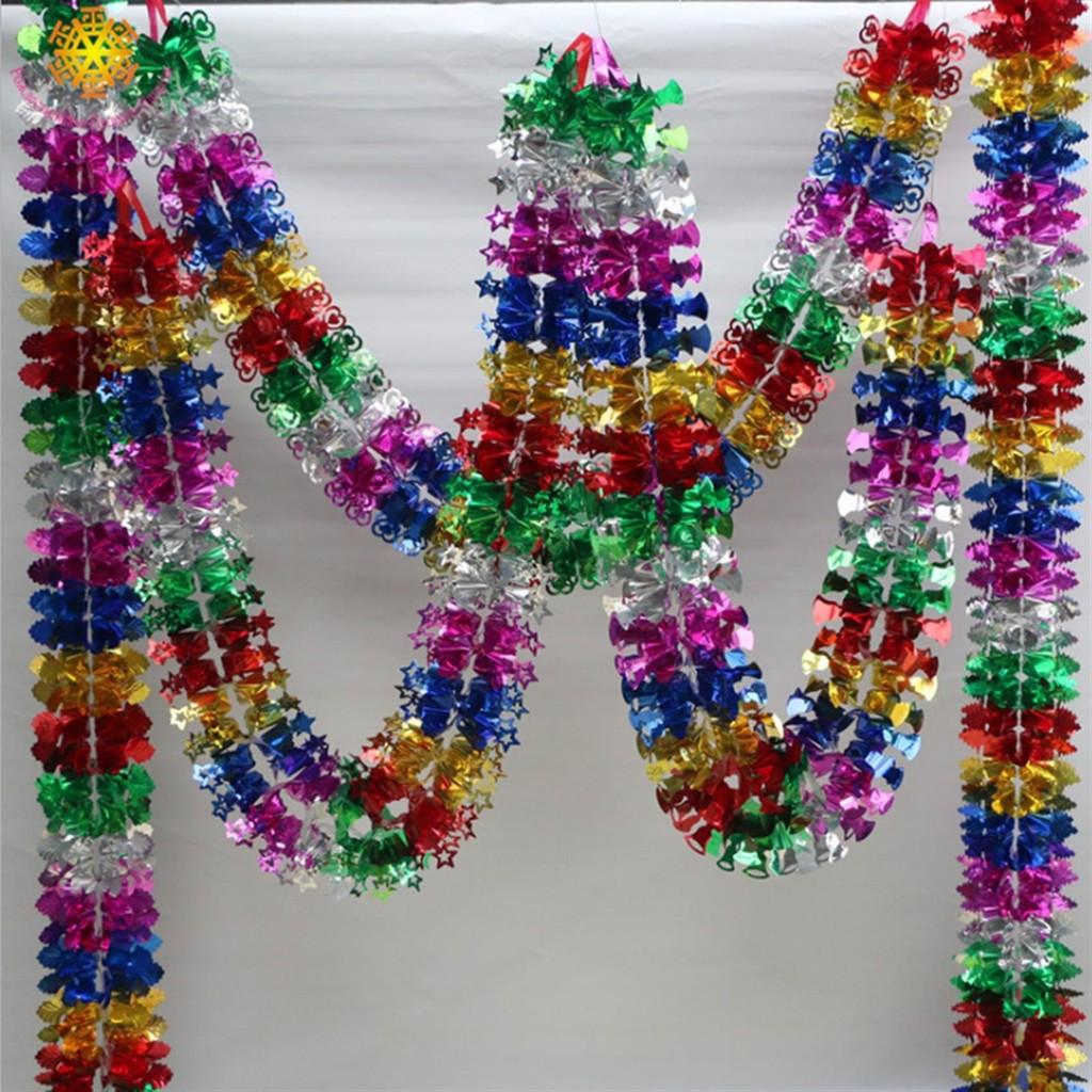 Christmas Garland Foil Festive Hanging Tinsel Ceiling Decoration Durable Fshion