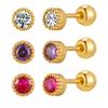 Stainless Steel Multicolor Cubic Zirconia Stud Earrings for Women Girls, Tiny Piercing Cartilage Helix Earrings Fashion Jewelry