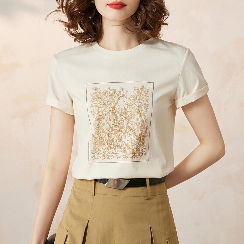 Women's Elegant Floral Print Short Sleeve T-Shirt