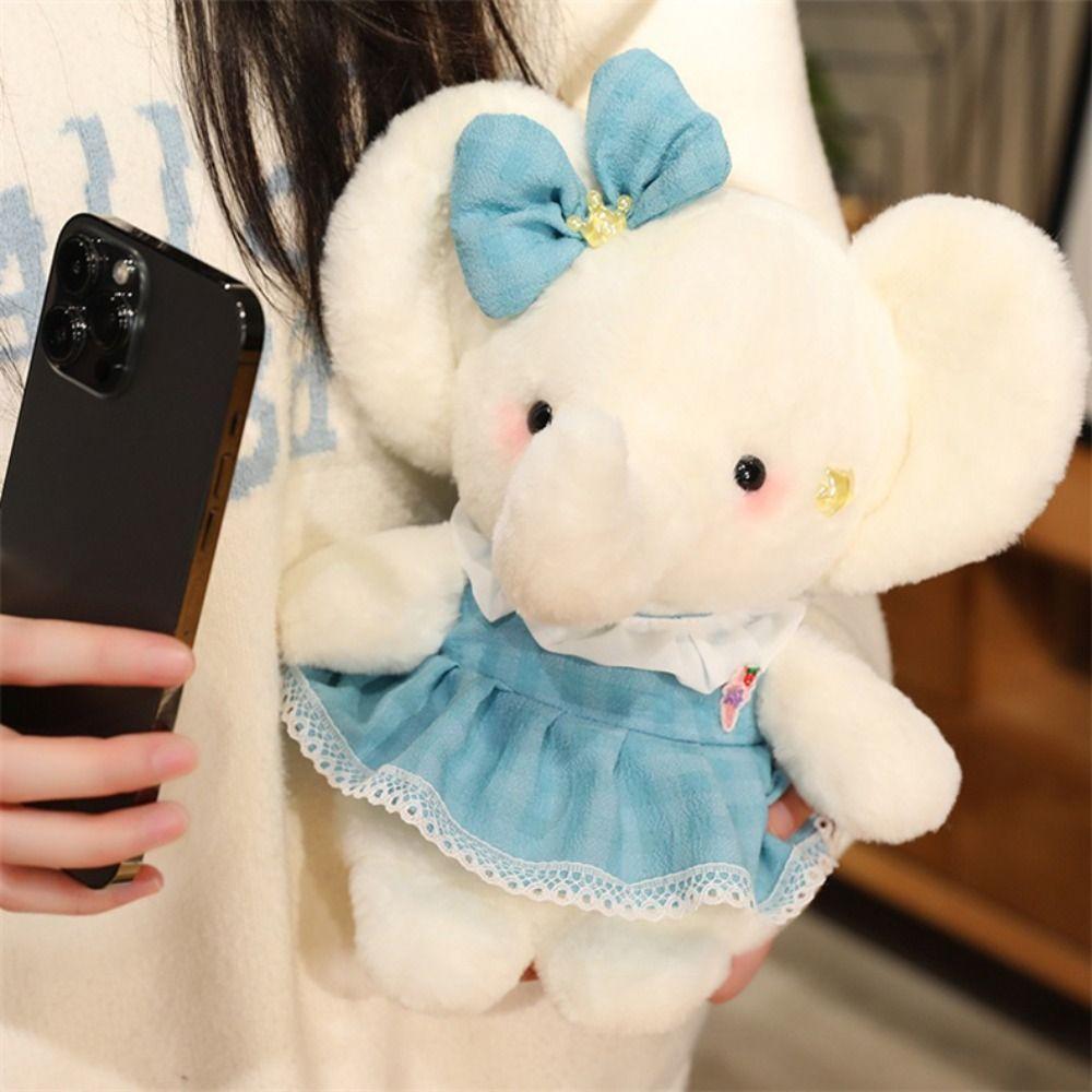 Soft Cartoon Rabbit Plush Toys Wearing Bow Lace Dress Plush Elephant Doll  Gift for Couples