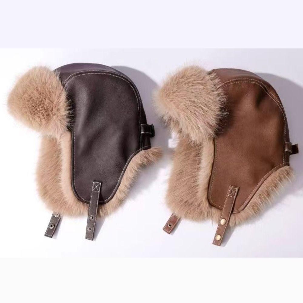 Windproof Warm Ski Hat Beanie Caps Plush Hat Soft Winter Pilot Hat Winter