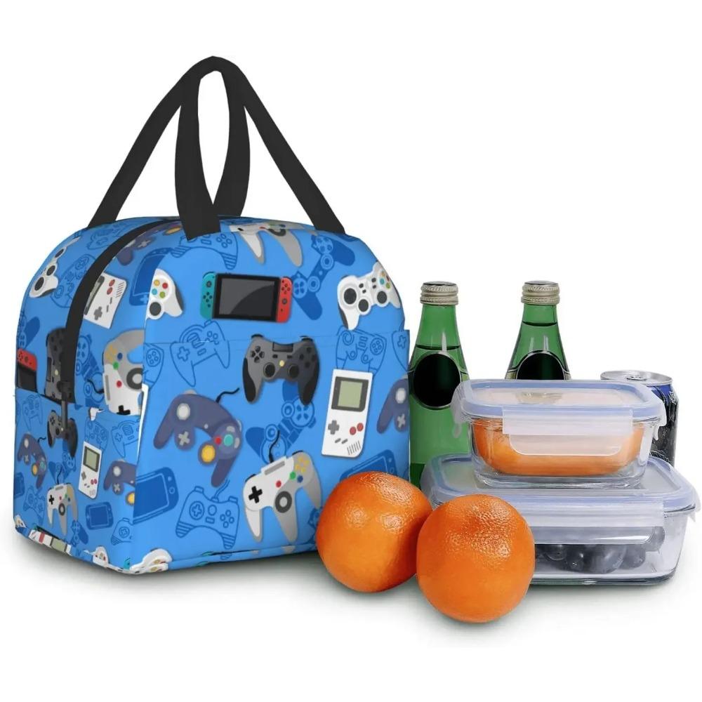 Gamer Portable Lunch Tote Bag Reusable Gaming Thermal Lunch Box for Men Women Kids for School Camping Hiking Picnic Beach Travel