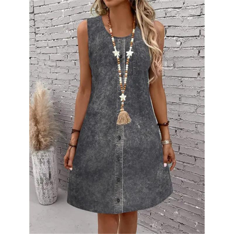 Mini Abiti Estivi da Donna Stile Cowboy Senza Maniche Stampa 3D Moda di Strada Abito da Donna Lento Abito Casual