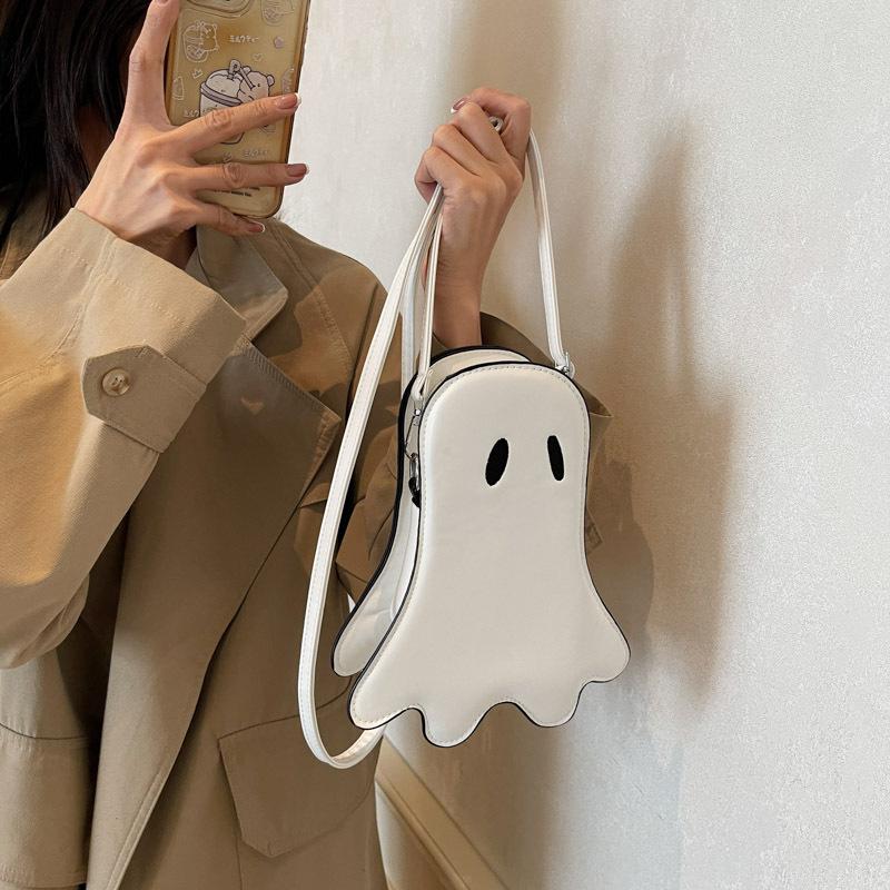 Borsa a Spalla Fantasma di Halloween da Donna in PU Pelle Gotica Borsa a Tracolla Novità Teschio Demone Divertente Borsa a Mano Fantasma Femminile Portafoglio
