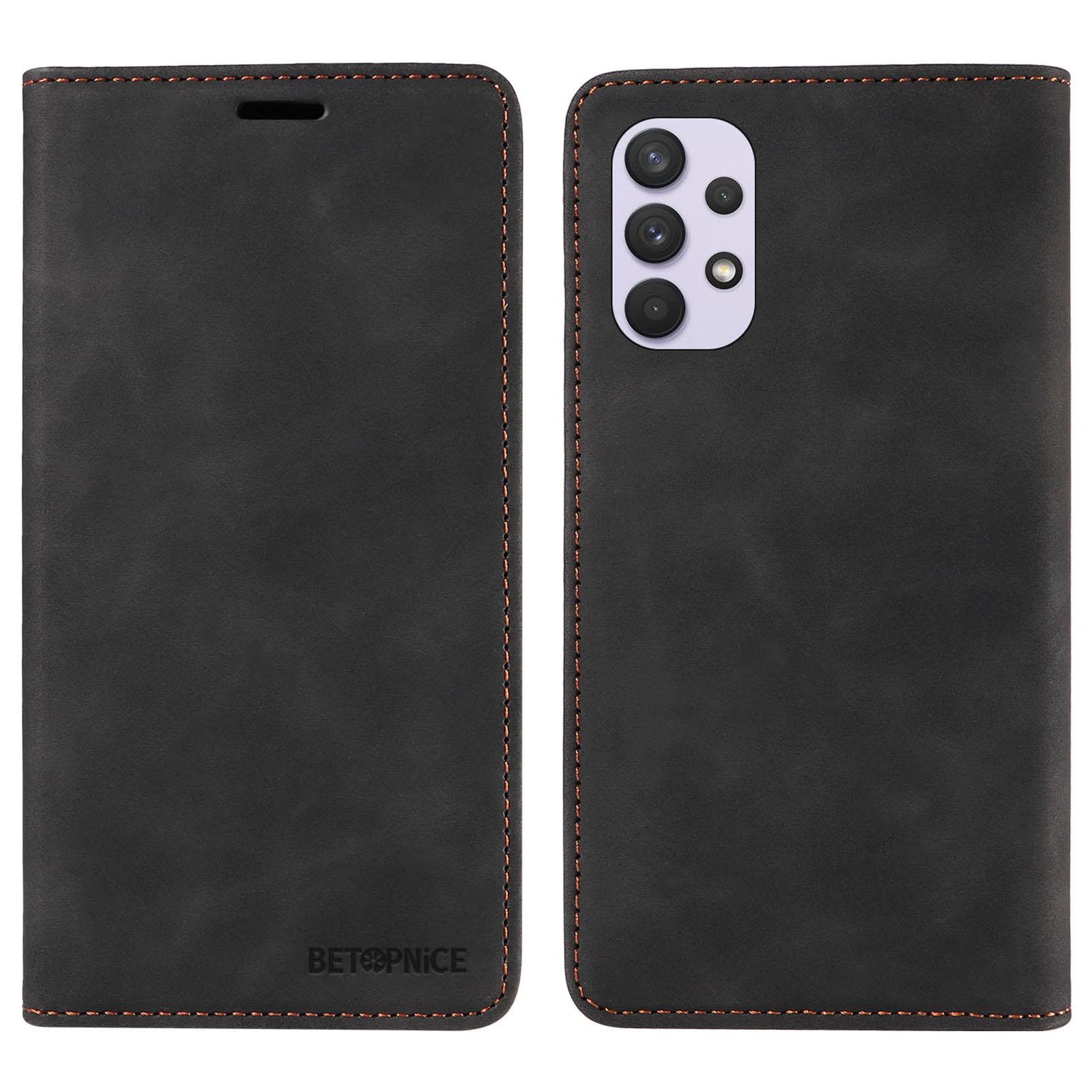 

BETOPNICE 003 Wallet Cover for Samsung Galaxy A32 5G/M32 5G RFID Blocking Phone Leather Stand Case Black
