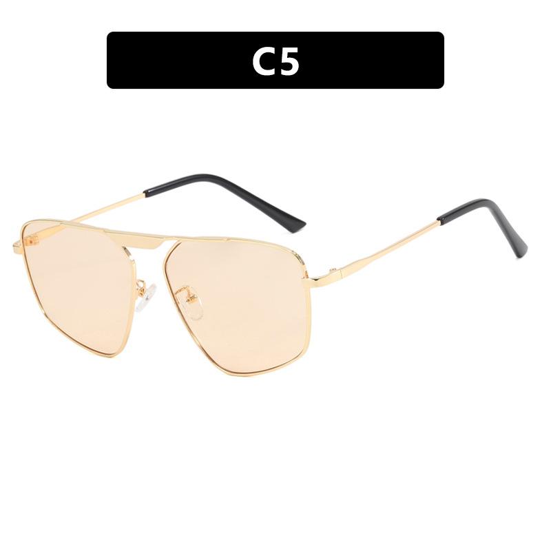 Metal Single Beam Irregular Polygonal Sunglasses Large Frame Women'S Sunglasses Photo Beach Sunshade Sunglasses