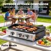 3 Burner Grill Griddle, Portable Gas Plancha with Warming Rack, 7.5 kW, Tabletop Gas BBQ with Grease Cup, Black