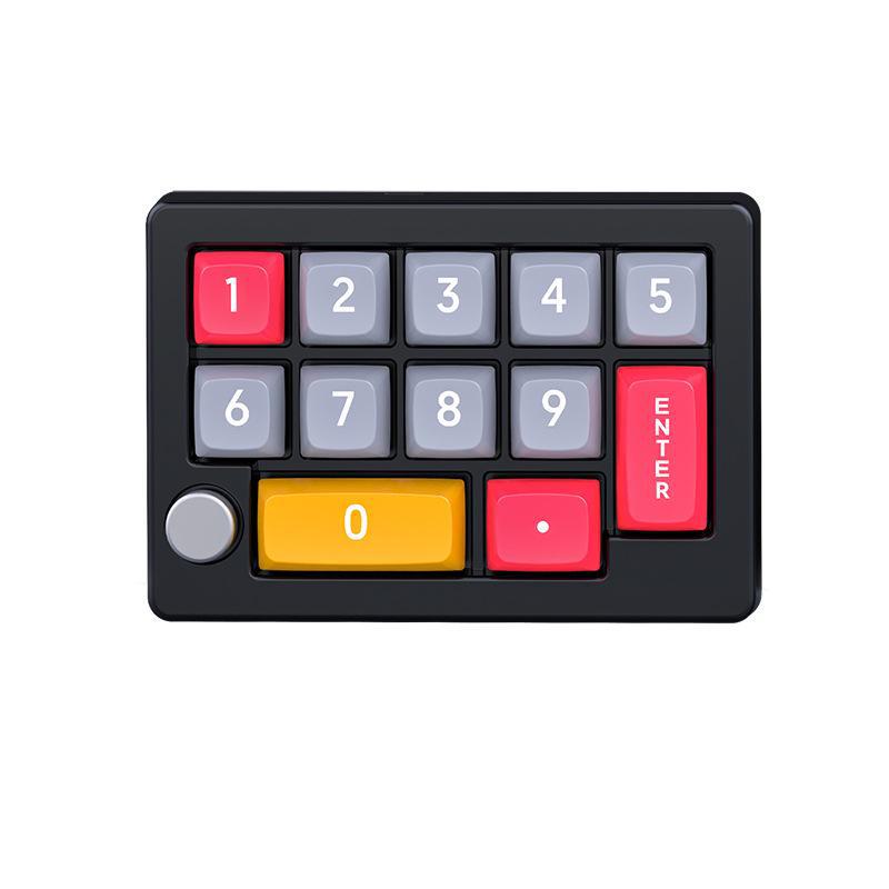 13-Key Mechanical Numeric Keypad with Macro Programming, Custom Knob, Multimedia Controls, Hot-Swappable Red Switches