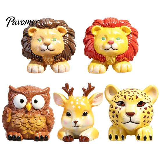 Mini Car Ornament for Air Vent Cute Animal Clip Freshener with Aroma Pad, Resin Lion Interior Decoration Leopard Deer Owl Dashboard Ornament,