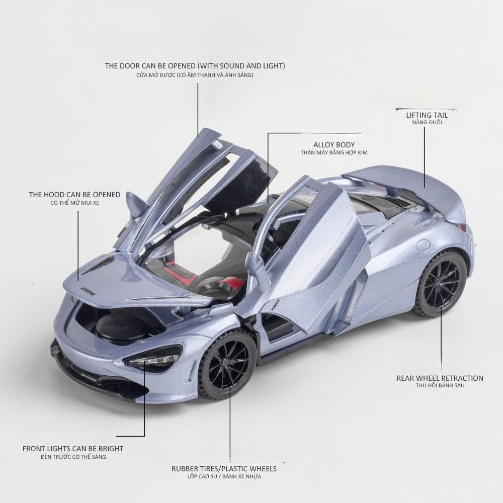 1:32 Scale McLaren 720S Alloy Sports Car Model Diecast Toy Vehicles Metal Simulation Sound Light Model Collection Children Gifts