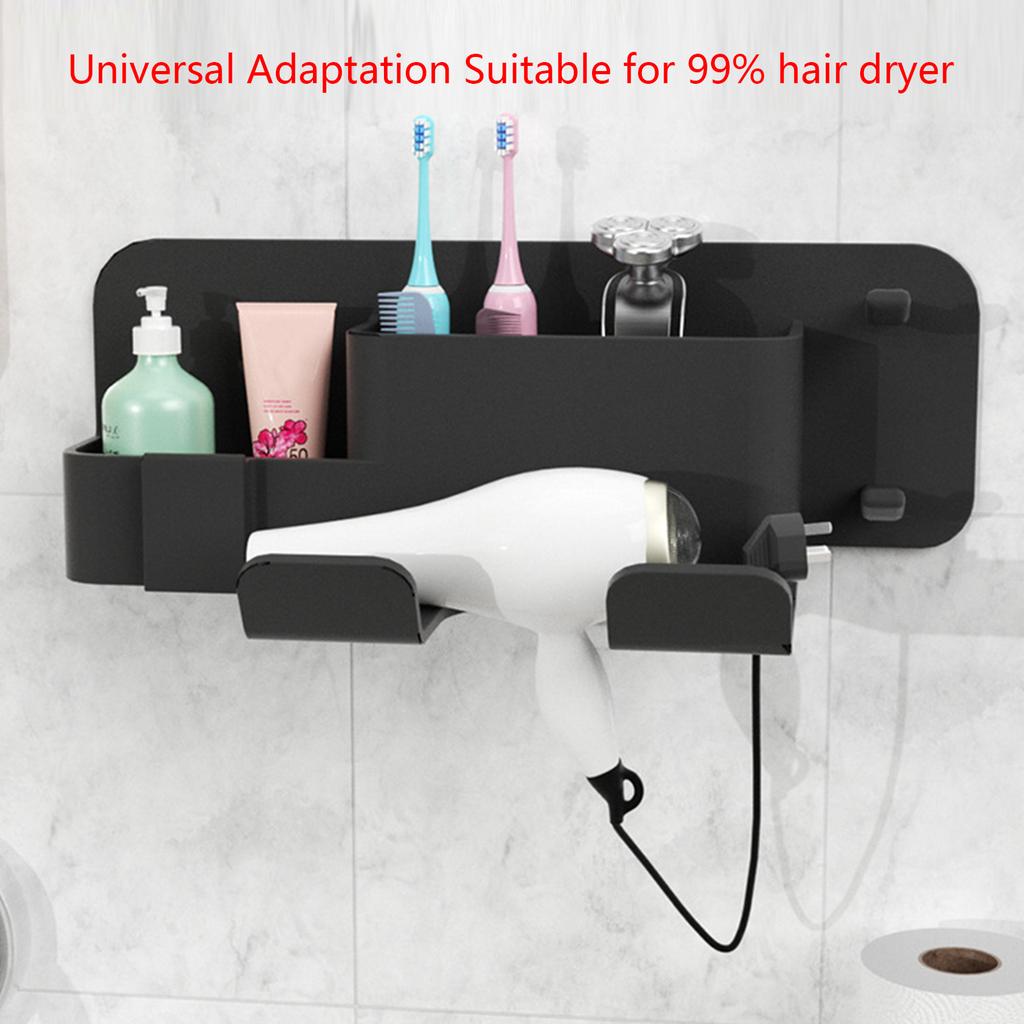 Wall Mounted Hair Dryer Storage Rack Multipurpose Organizer Accessory for Bathroom Shower Hair Dryer Bracket