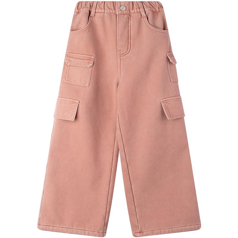 Mucmukn Kids  Plush Lined Pink American Style Pocket Jeans 110