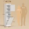 Tall Bathroom Cabinet with Flip Basket and Shelves, 40x30x170 cm, White