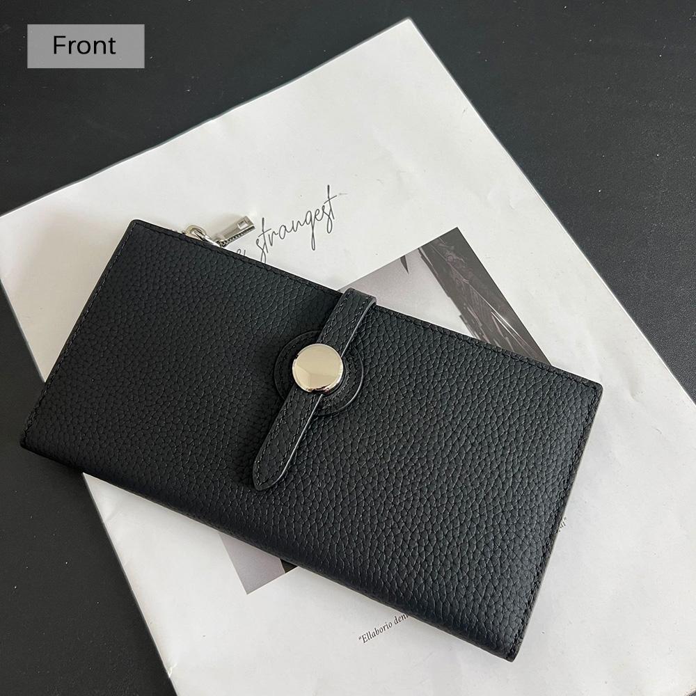Long Women Wallets Two-tone Genuine Leather Wallet Clutch Bag First Layer of Cowhide Purse Zipper Hasp Bifold Billfold Purse