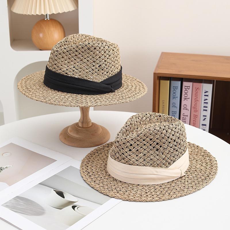 Fashion Womens Mens Wide Brim Straw Panama Hat Fedora Summer Beach Hollow Out Sun Hat Vacation Jazz Caps Sombrero Mujer Playa