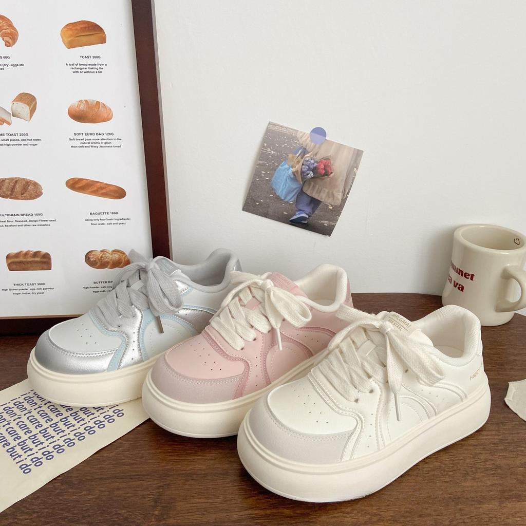 Milk White Platform White Shoes Female Ugly Cute Autumn New Chic Niche Breathable Board Shoes Sports Bread Shoes