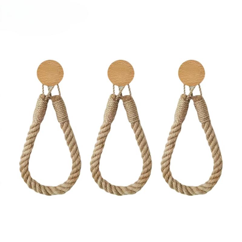 1-10PCS Vintage Rope Toilet Roll Holder No Drilling Self Adhesive Bathroom Storage Rack Rustic Towel Rack for Home Hotel Use