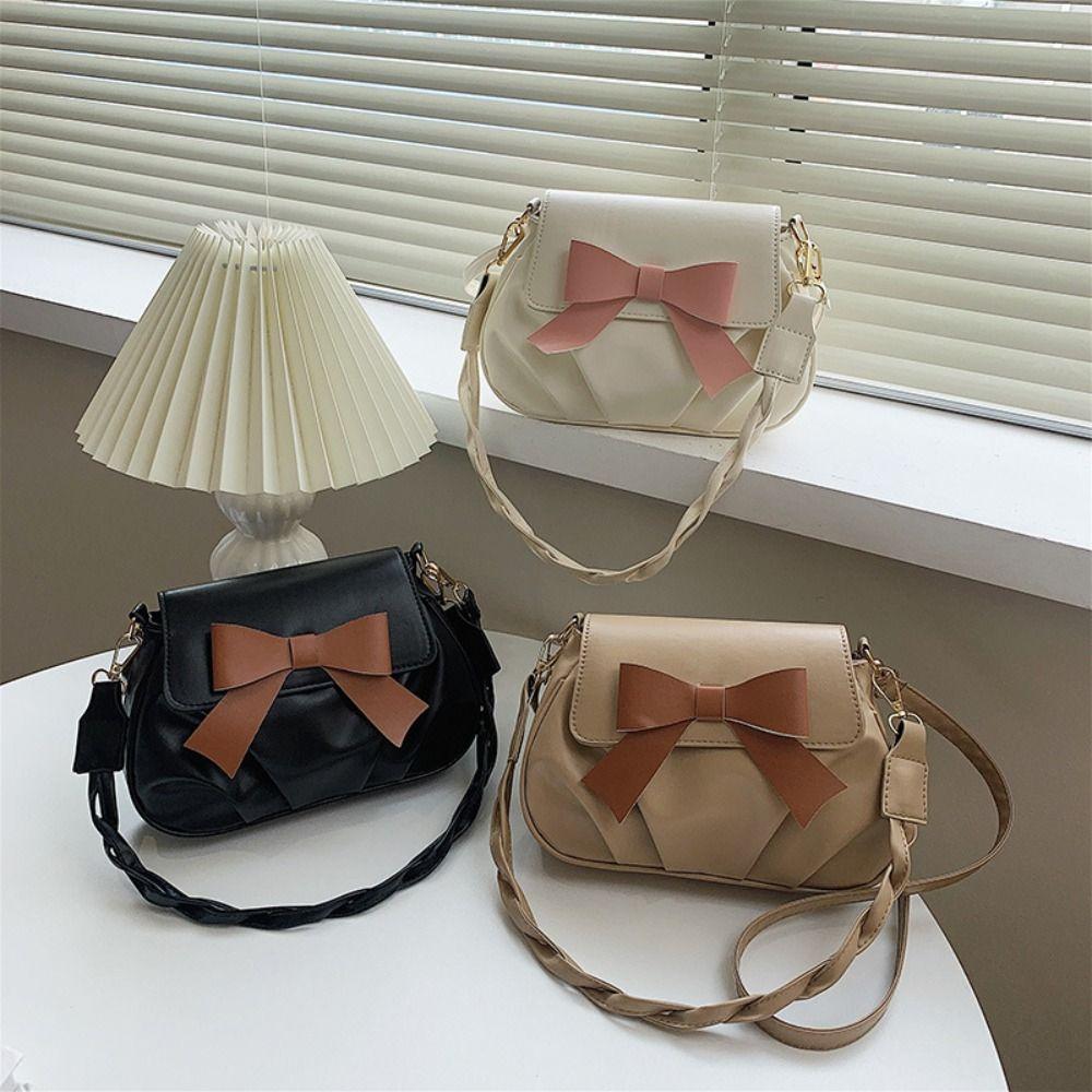 Handbag Bowknot Crossbody Bag Y2K PU Leather Underarm Bag Portable Bow Shoulder Bag  Shopping