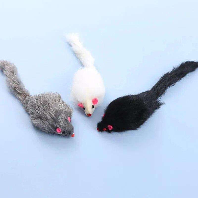 False 5pcs Toy Mouse Cat Longhaired Tail Mice With Sound Plush Soft Mouse Toys For Cats Biteresistant Kitten Playing Toys