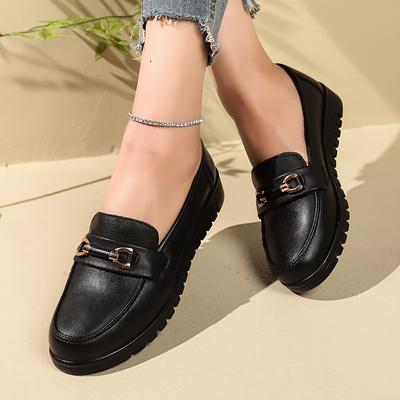 Mutter Schuhe Frühling/Herbst Stil Weichsohle Rutschfest Flache Arbeitsschuhe für Mittelalte und Ältere Frauen - Schwarz Lässig Vielseitig