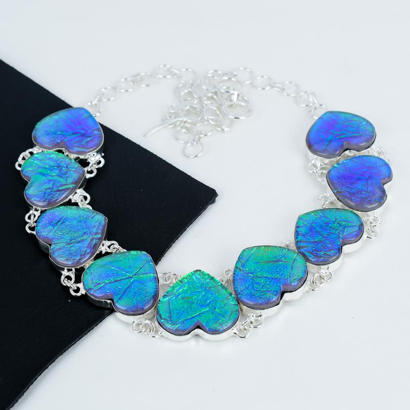 Australian Triplet Opal Gemstone Handmade 925 Sterling Silver Electroform Necklace, Australian Triplet Opal Heart Silver For Wife Unisex Necklace