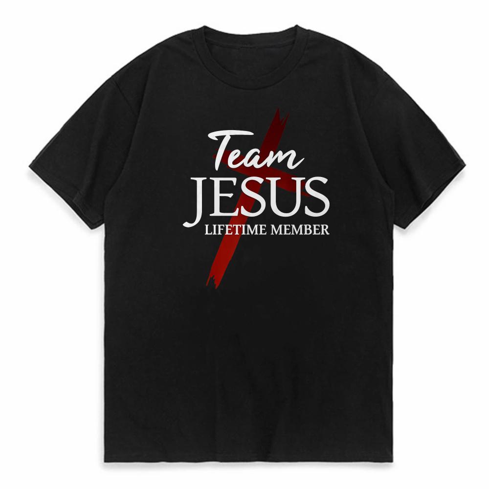 T-shirt imprimé Team Jesus Membre à vie Chrétien mode hommes femmes Manches courtes t-shirts décontracté été Respirant Hip Hop t-shirt