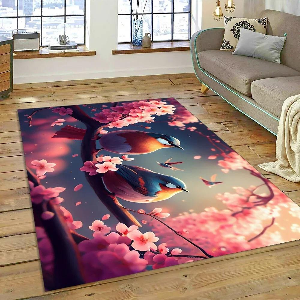 Cute Dream Bird Parrot Peacock Carpet Living Room Bathroom Decor Rug Mechanical Washable Mat Non-slip Floor Mat Entrance Doormat