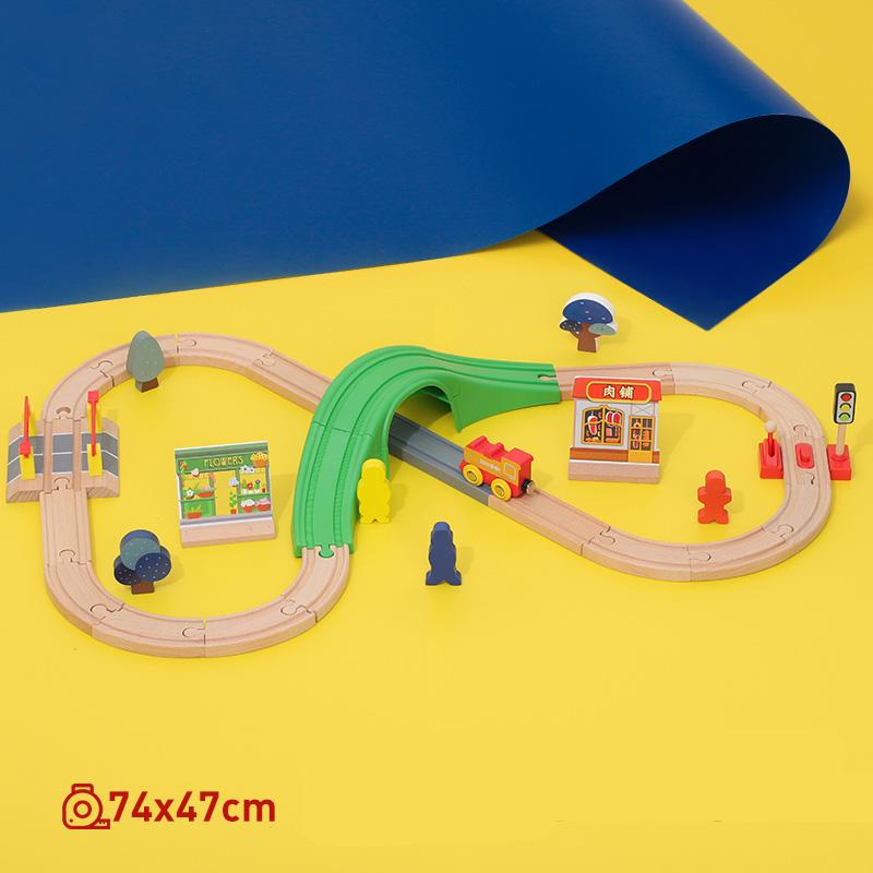 Wooden Train Track Set Electric Magnetic Train Railway Toys Compatible with Brand Track Educational Toys for Children's Gifts