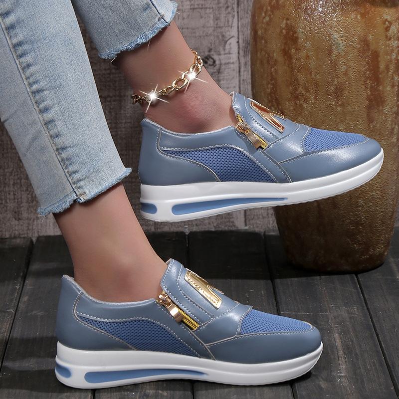 2023 nowe trampki damskie duże rozmiary gruba podeszwa boczny zamek błyskawiczny jednokolorowe obuwie trampki damskie