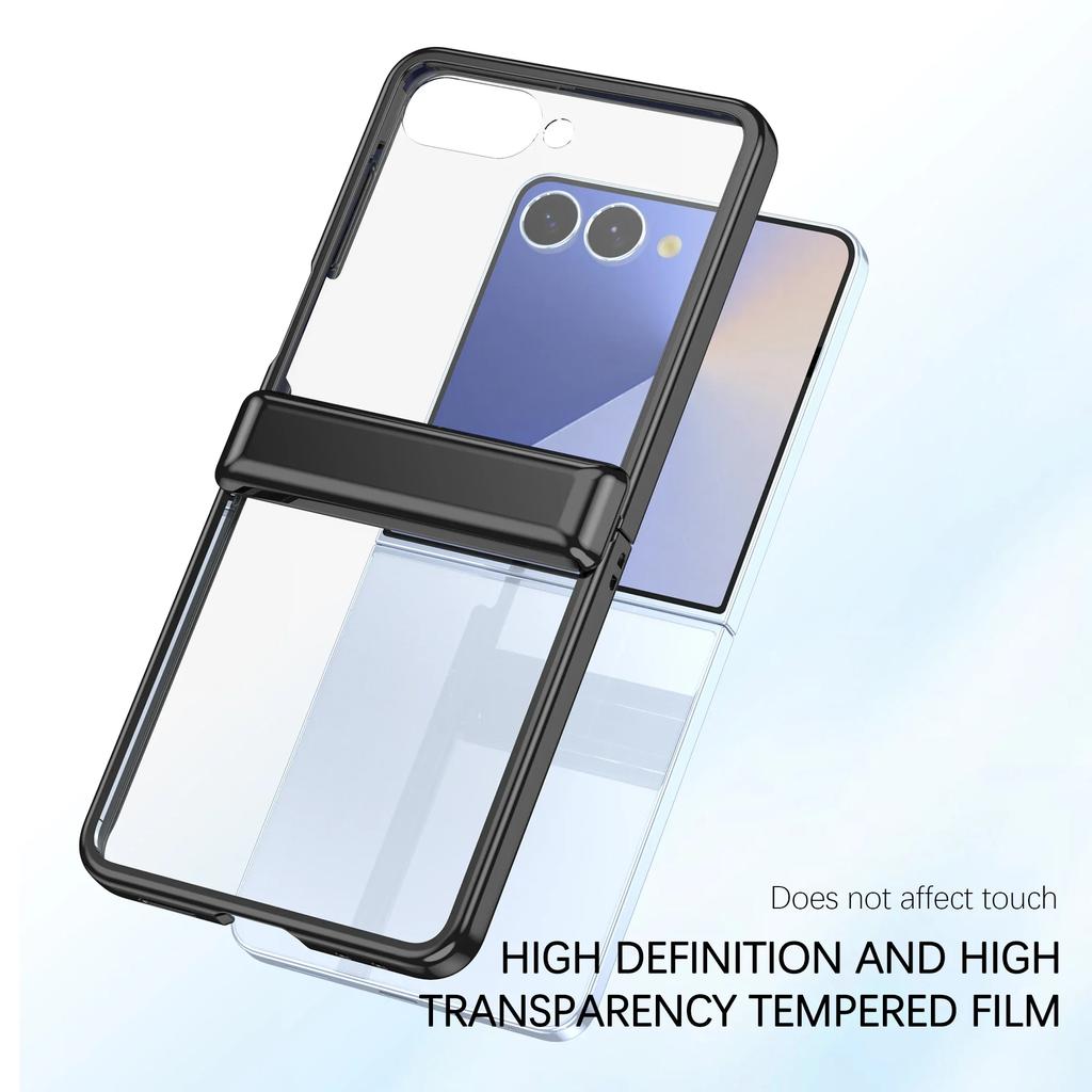 Electroplated Clear Phone Case for Samsung Galaxy Z Flip 7 Fe 6 5 Flip7 Flip6 with Hinge Protection