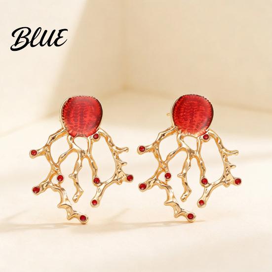 Party Wear Jewelry Faux Red Coral Drop Earrings And Necklace