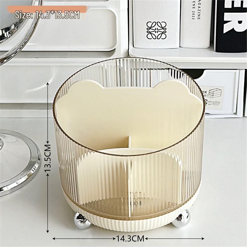 Premium Rotating Cosmetic Organizer: Minimalist Box for Makeup Brushes, Lipsticks, Puffs & Pens