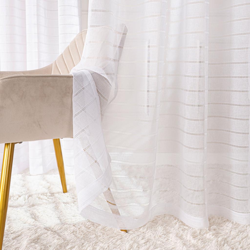 424088 Cortina Lista Blanca Lisa con Corte 140X250 Cm