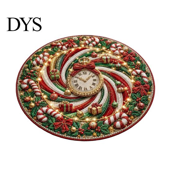 Durable Floor Rug for Holidays Round Christmas 3D Rug, Optical Illusion Area Santa Gnome Mat Holiday Decor Pattern, Non-slip Living Room Entryway
