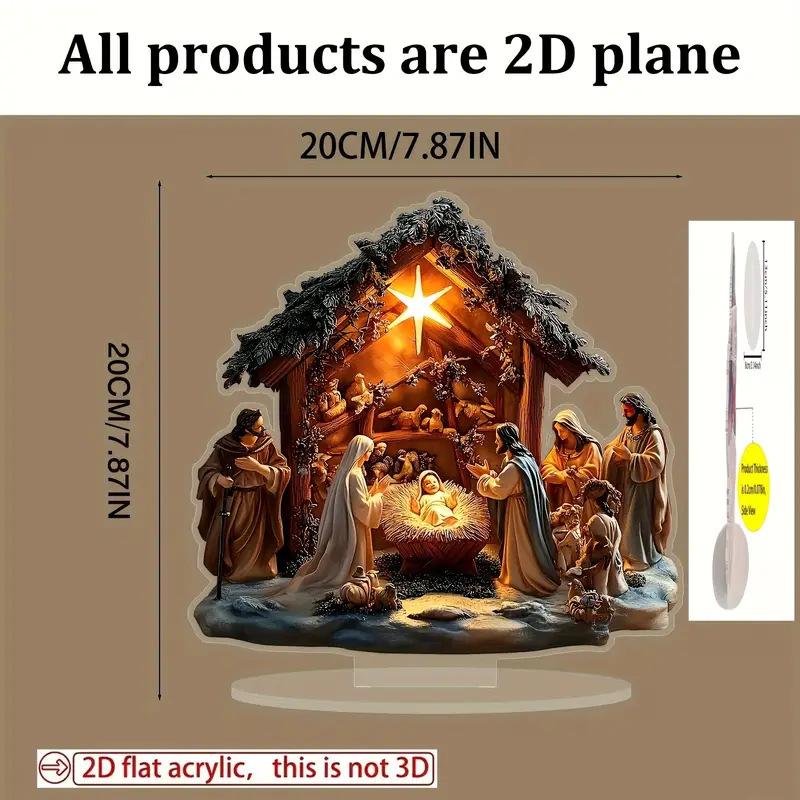 2D Acrylic Virgin Mary Statue Jesus Nativity Scene Figures Classic Exquisite Religious Decoration Christmas Desktop Home Decors