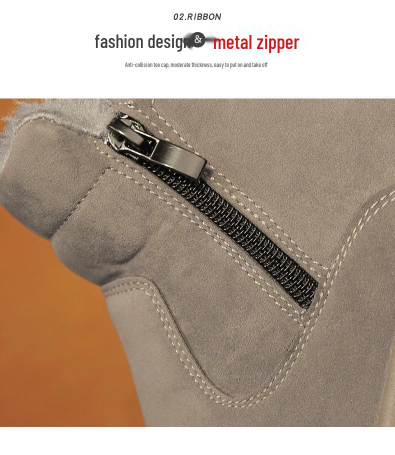 Men's Winter Fleece-Lined Snow Boots - Thick, Warm, Cold-Proof, Non-Slip, One-Step Cotton Shoes