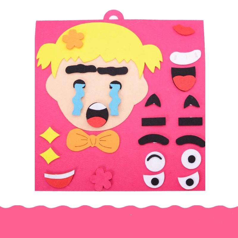 Expressions DO IT YOURSELF Felt Fabric Handmade Stickers Playthings Puzzle Change Children Learning Playthings Teaching Aids Ideal For Kids