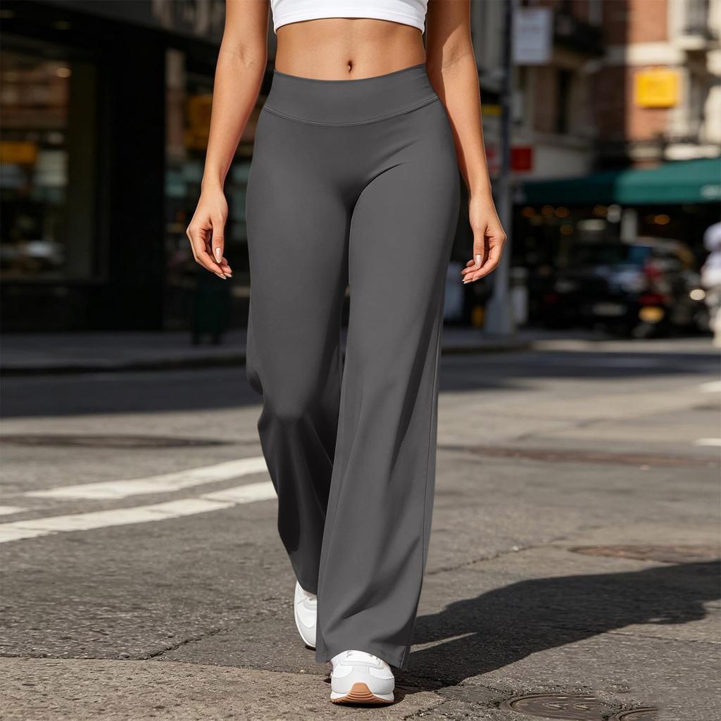 Women's High Waist Straight Leg Yoga Pants with No Toe Design