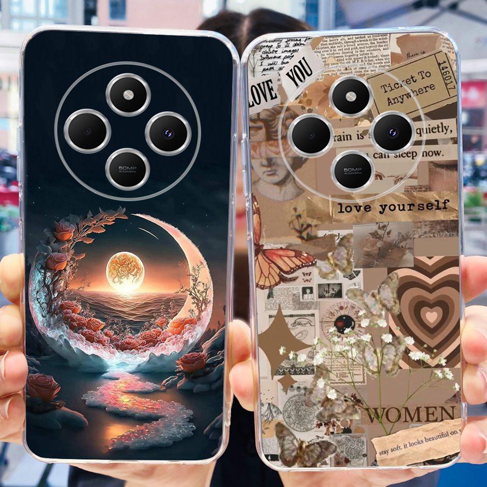For XIaomi Redmi 14C / Poco C75 Back Cover Butterfly Rose Flower Luxury Girly Phone Case On Redmi 4C Clear Soft TPU Clear Capa