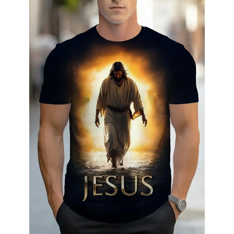 Praying Jesus Printed Kids Adult T-shirt Summer Women's and Men's Casual Outdoor Girl and Boy Short Sleeve Tees Top Pullover