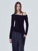 ETMON Frill One Shoulder T-Shirt, Black