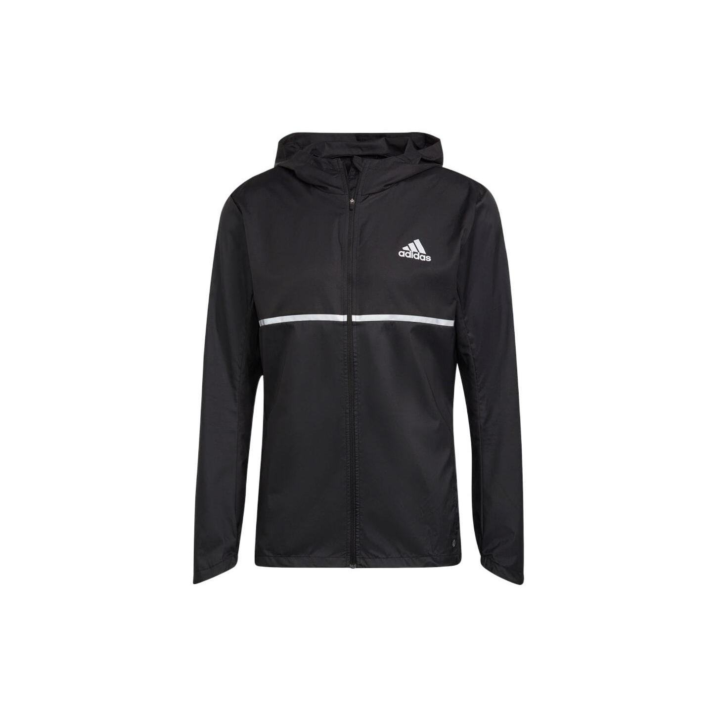 Men s adidas Logo Printing Casual Hooded Jacket Black H58592 XL